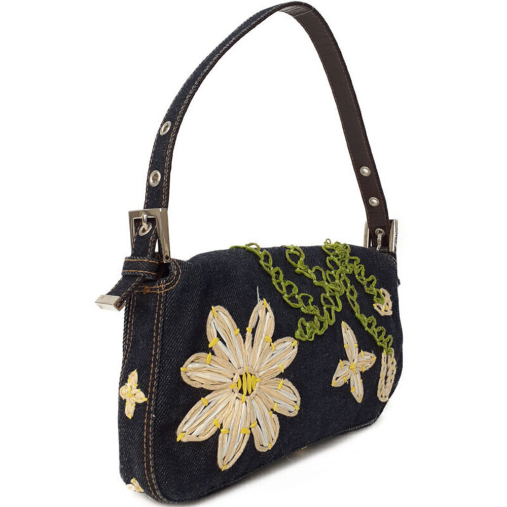 Fendi Denim Handbag Flower Bucket Mamma